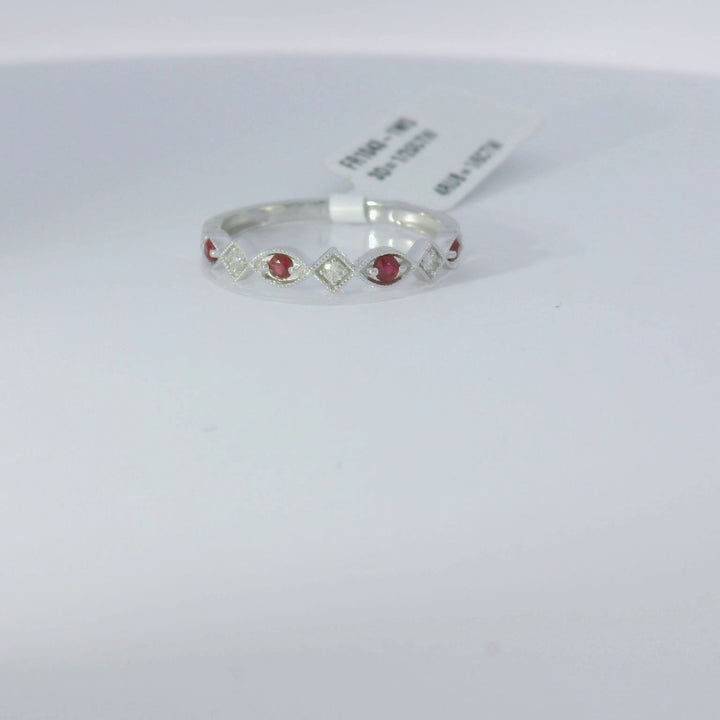 10K White Ruby and Diamond Ring