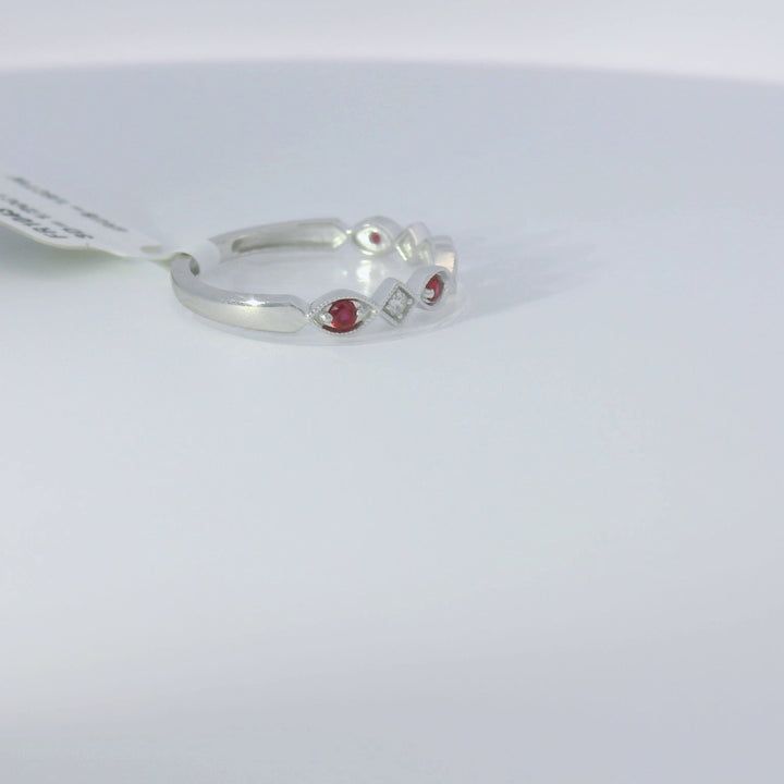 10K White Ruby and Diamond Ring