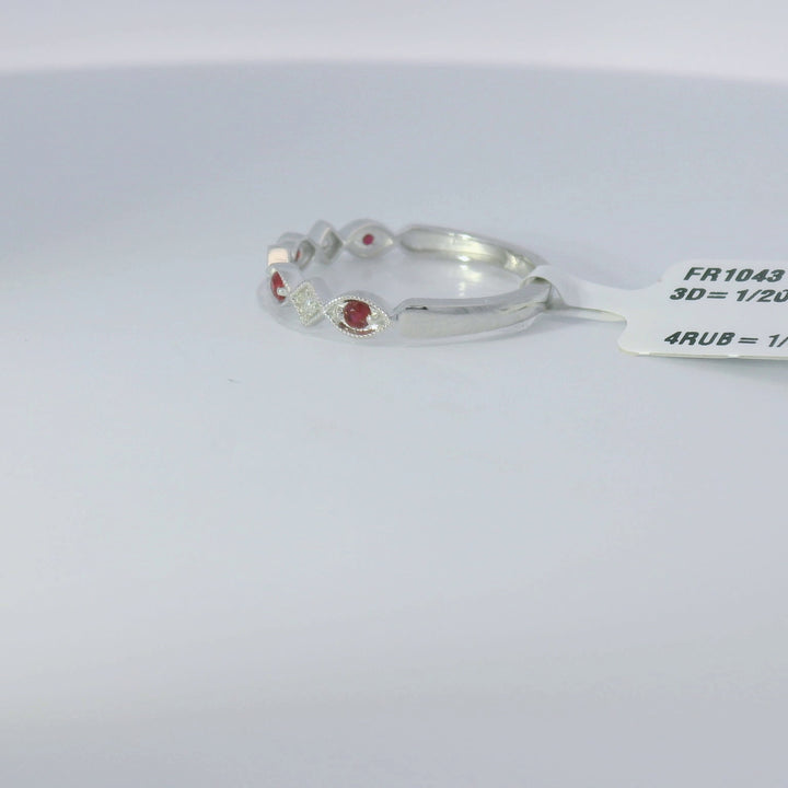 10K White Ruby and Diamond Ring