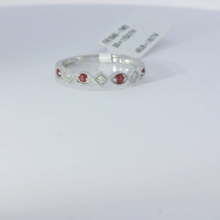 10K White Ruby and Diamond Ring