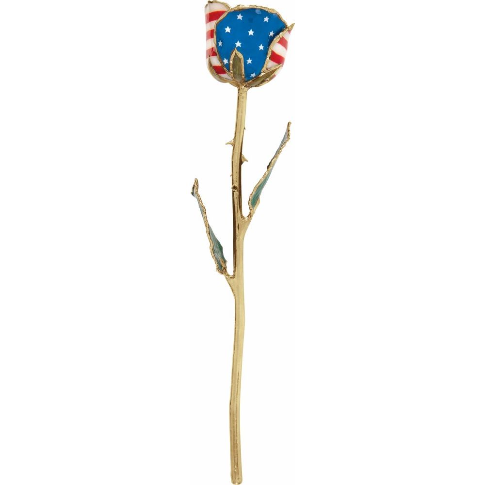 24k Gold Trim Patriotic Rose with Lacquered Petals