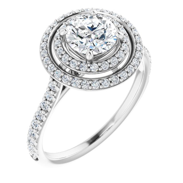 Double Halo-Style Engagement Ring