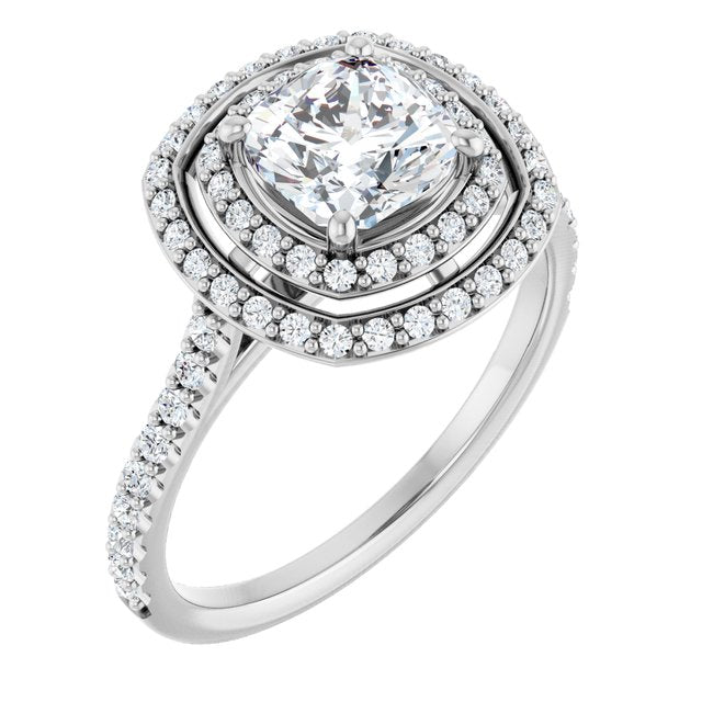 Double Halo-Style Engagement Ring