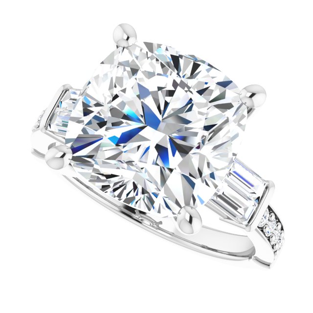 Baguette Accented Engagement Ring