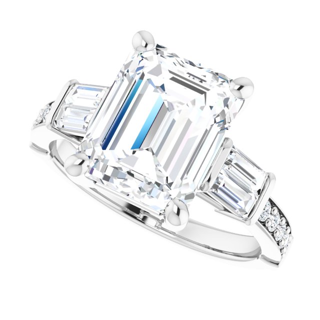 Baguette Accented Engagement Ring