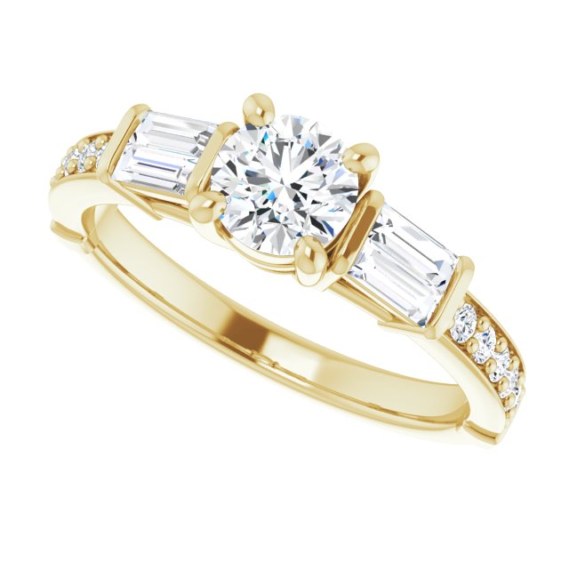 Baguette Accented Engagement Ring