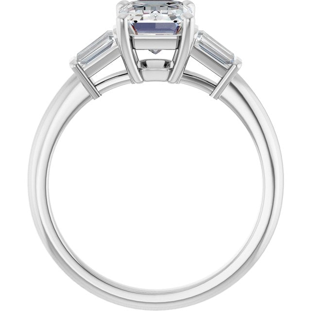 Baguette Accented Engagement Ring