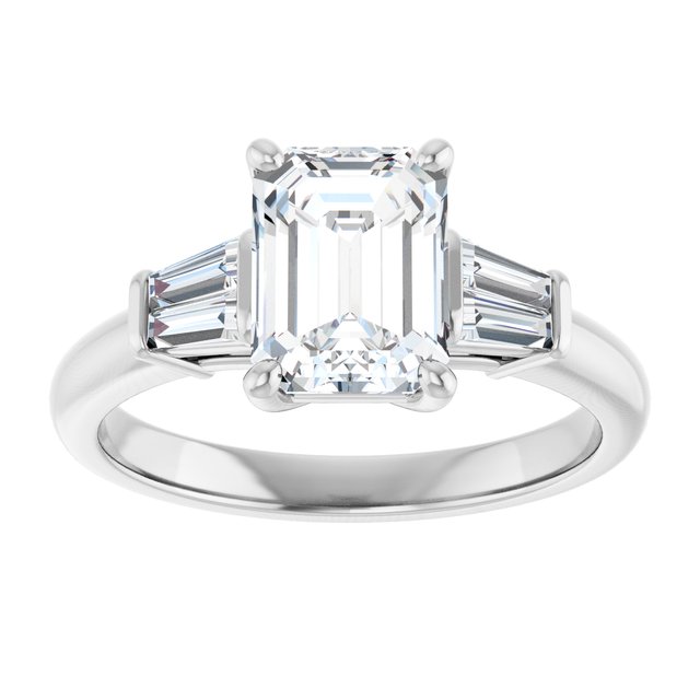 Baguette Accented Engagement Ring