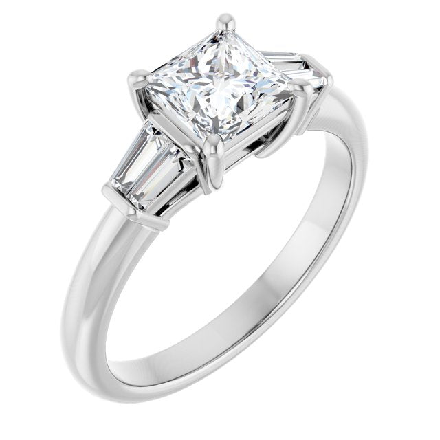 Baguette Accented Engagement Ring