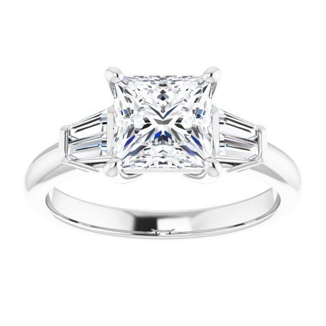 Baguette Accented Engagement Ring