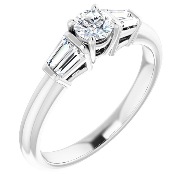 Baguette Accented Engagement Ring