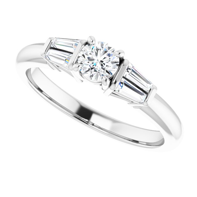 Baguette Accented Engagement Ring