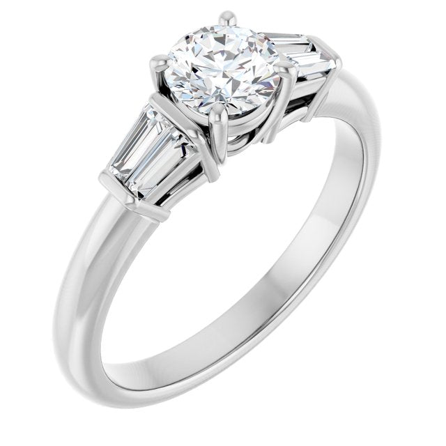 Baguette Accented Engagement Ring