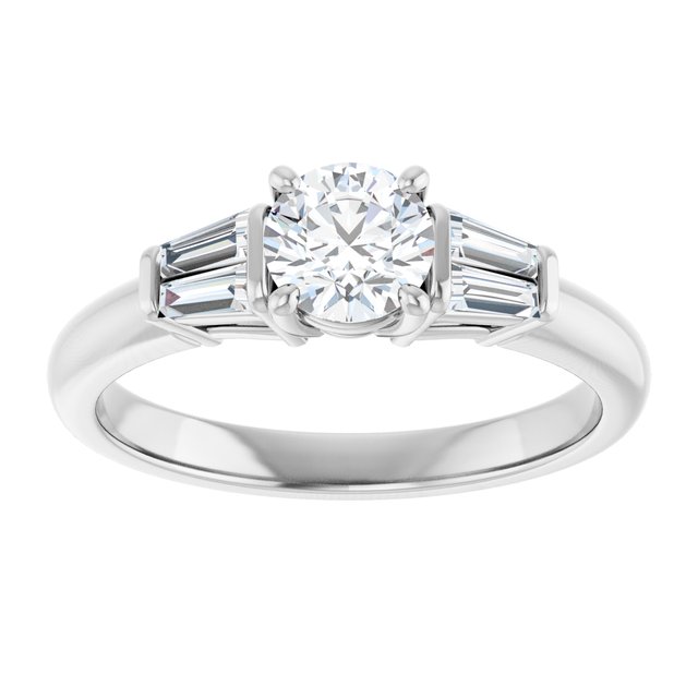 Baguette Accented Engagement Ring