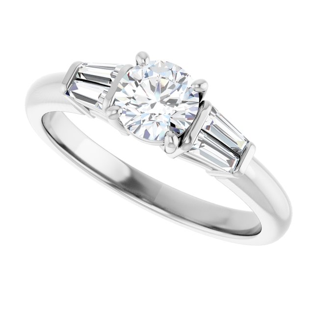 Baguette Accented Engagement Ring