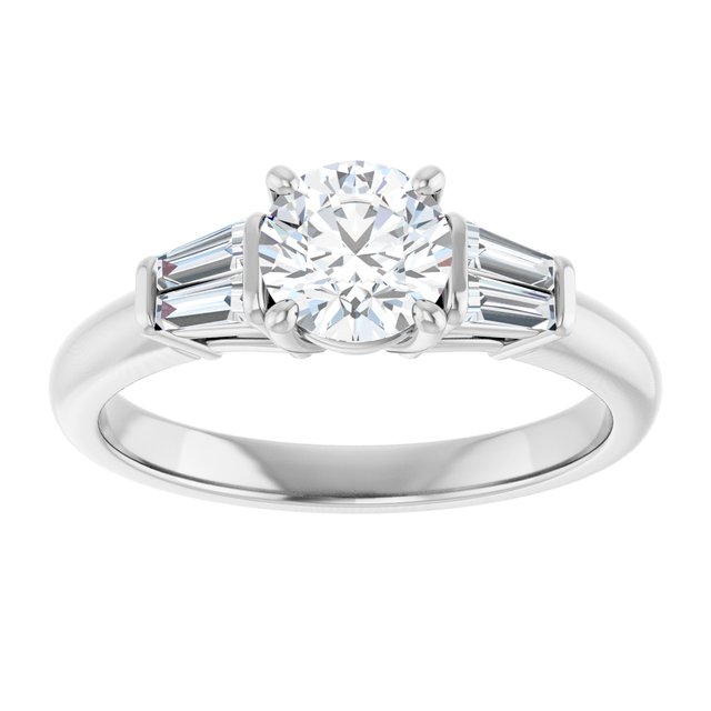 Baguette Accented Engagement Ring