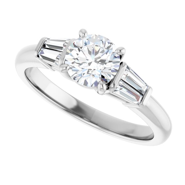 Baguette Accented Engagement Ring