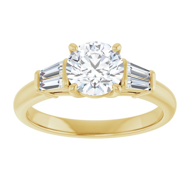 Baguette Accented Engagement Ring