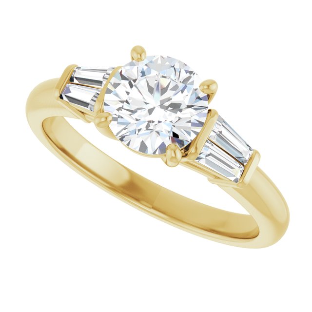 Baguette Accented Engagement Ring