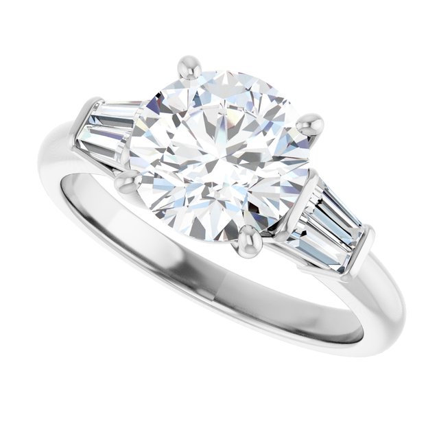 Baguette Accented Engagement Ring