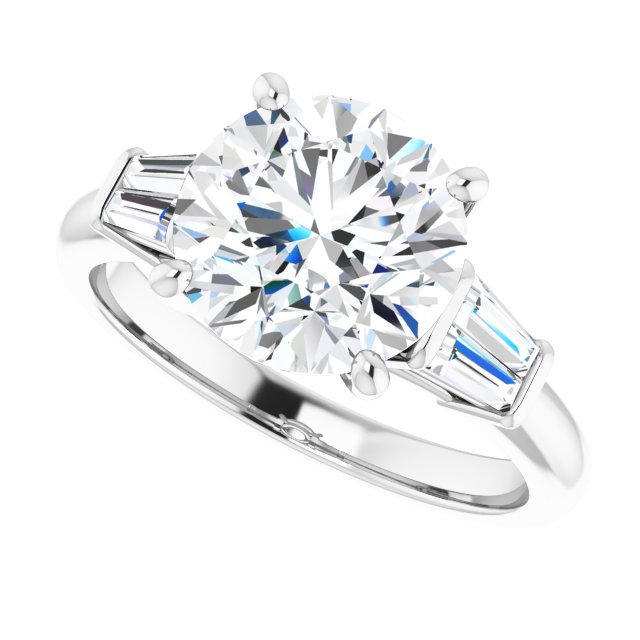 Baguette Accented Engagement Ring