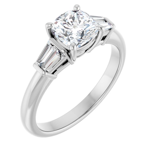 Baguette Accented Engagement Ring