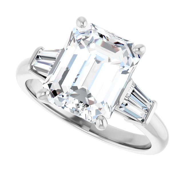 Baguette Accented Engagement Ring