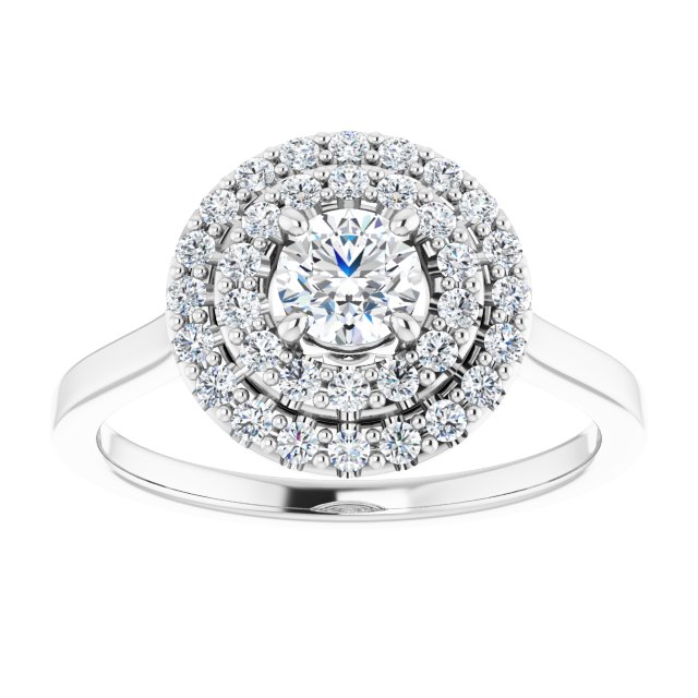 Double Halo-Style Engagement Ring