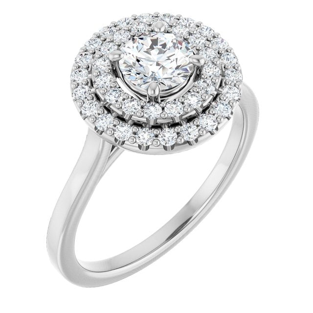 Double Halo-Style Engagement Ring