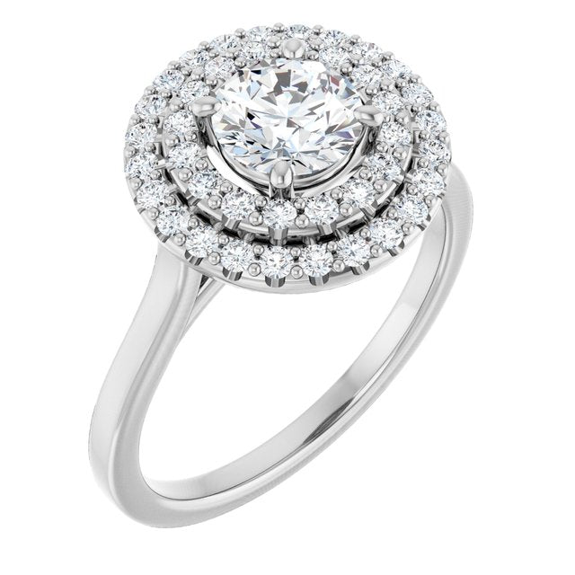 Double Halo-Style Engagement Ring