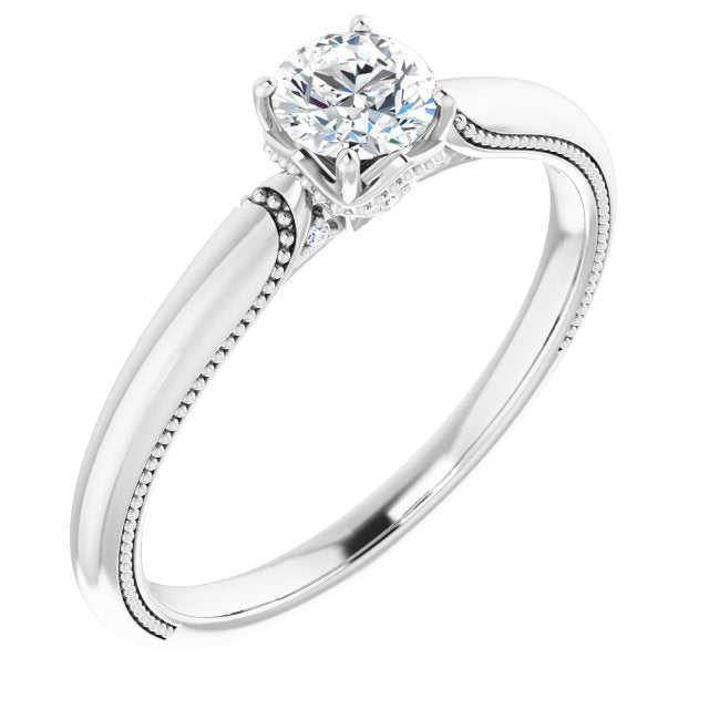 4-Prong Solitaire Engagement Ring with Accent