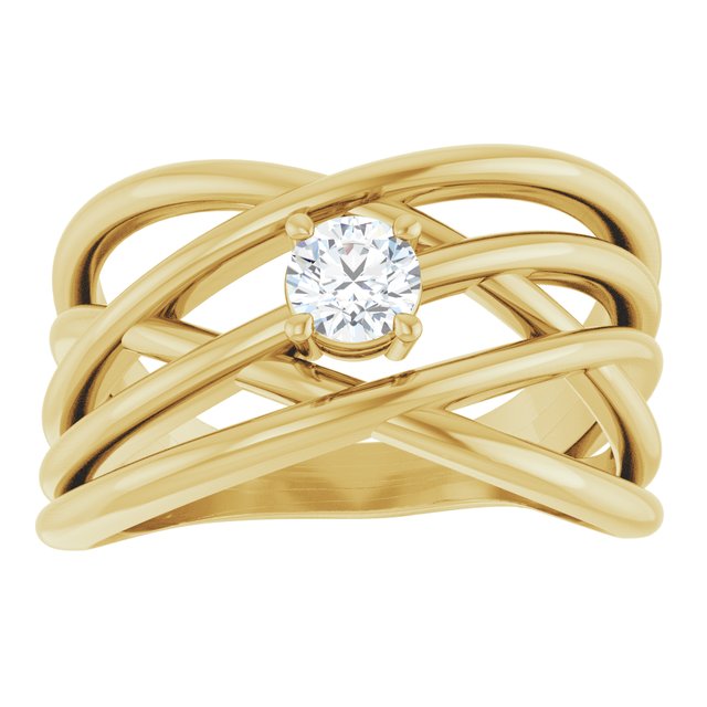 Solitaire Criss-Cross Ring