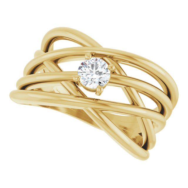 Solitaire Criss-Cross Ring