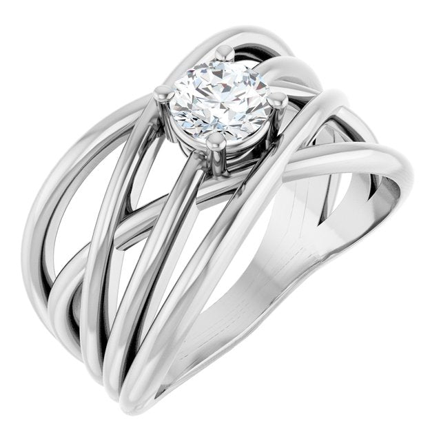 Solitaire Criss-Cross Ring