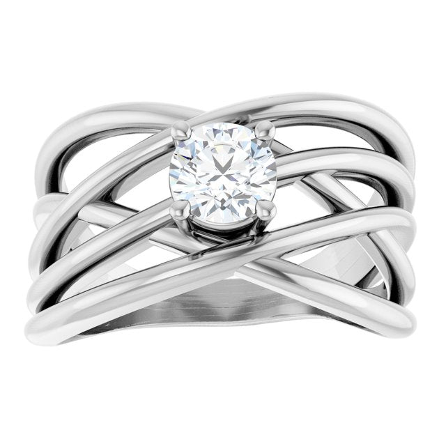 Solitaire Criss-Cross Ring