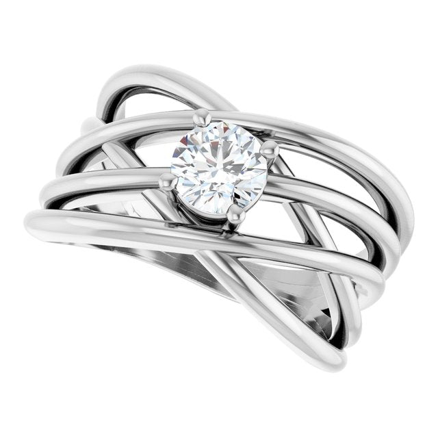 Solitaire Criss-Cross Ring