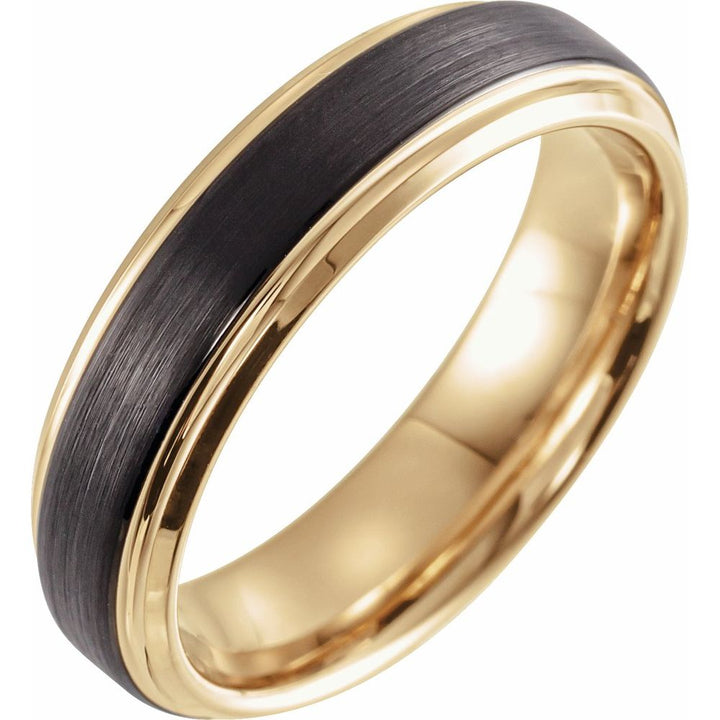 18K Yellow Gold & Black PVD Tungsten 6 mm Band