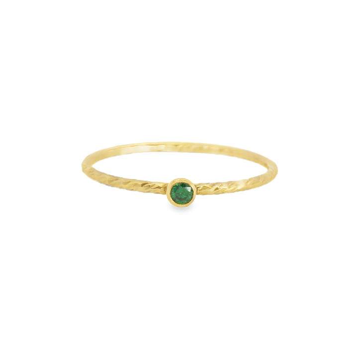 Elegant Gold Filled Stacking Ring with Emerald Size 6