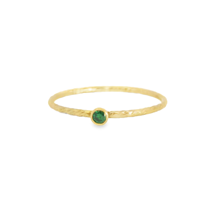 Elegant Gold Filled Stacking Ring with Emerald Size 6
