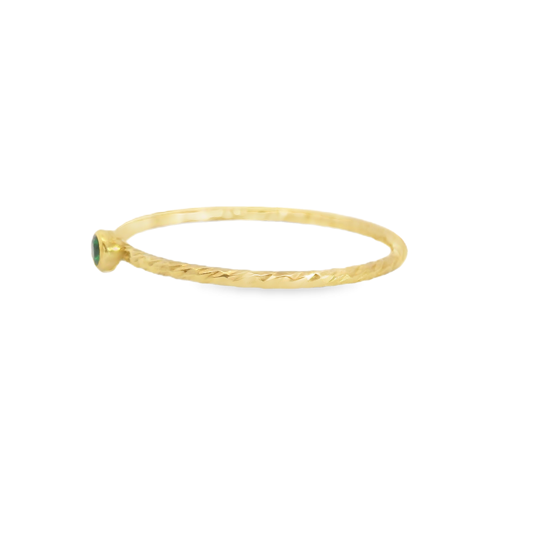 Elegant Gold Filled Stacking Ring with Emerald Size 6
