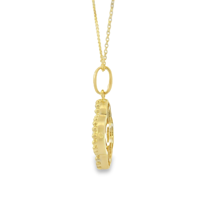 10KY Faceted Clover Pendant Diamond Necklace