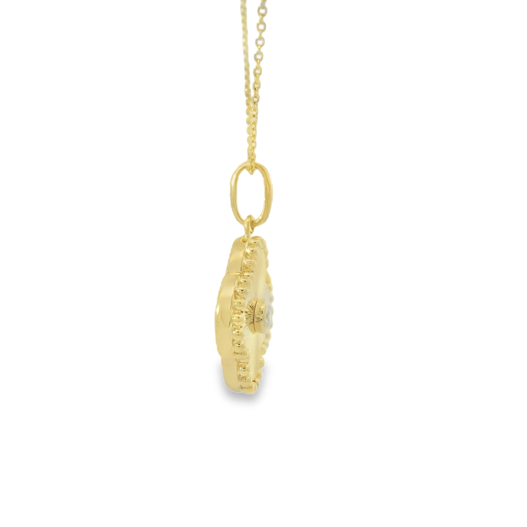 10KY Faceted Clover Pendant Diamond Necklace