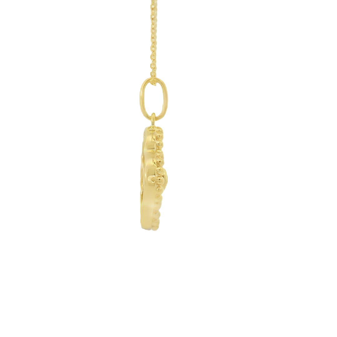 10KY Faceted Clover Pendant Diamond Necklace