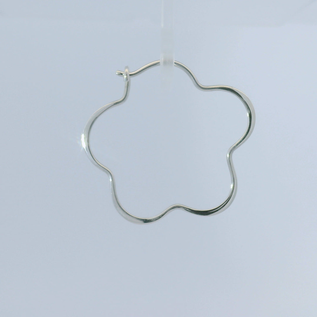 Flower Sterling Silver Hoop Earrings