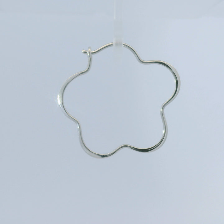 Flower Sterling Silver Hoop Earrings