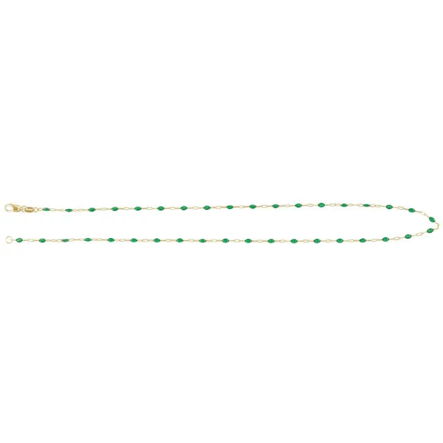 14K Yellow Gold-Filled 1.6 mm Enamel Bead Paperclip-Style 16" Chain Nutcracker