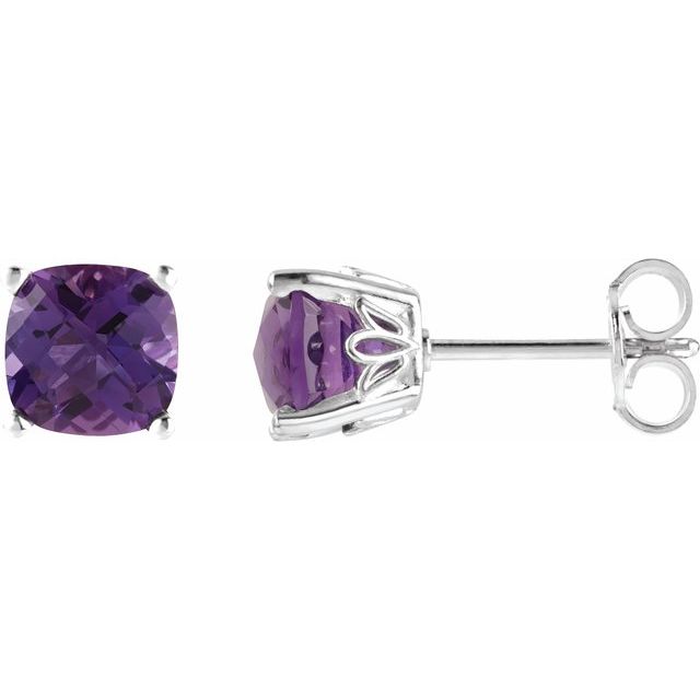 Cushion 4-Prong Scroll Setting® Stud Earrings