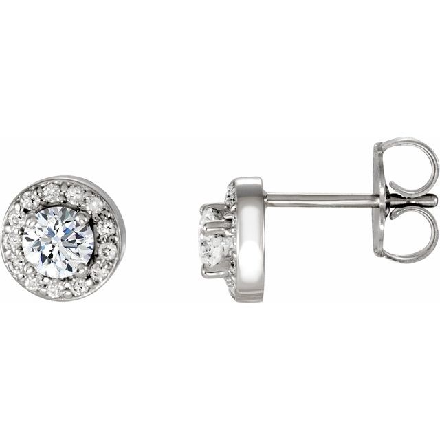 Round 4-Prong Halo-Style Earrings