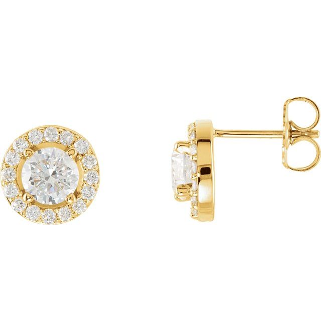 Round 4-Prong Halo-Style Earrings