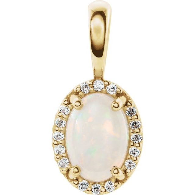 Oval 4-Prong Halo-Style Cabochon Pendant